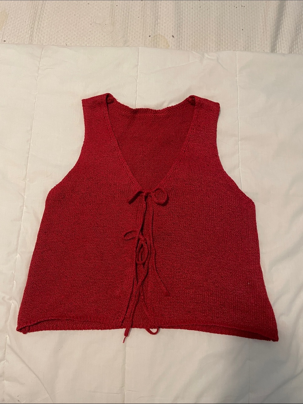 Women’s Red Knit Tie-Front Tank Top